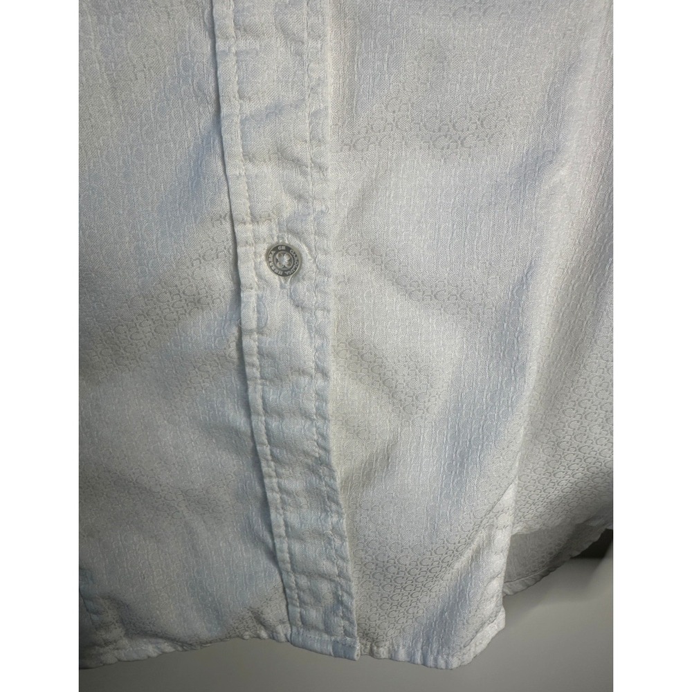Carolina Herrera White Button Down Shirt Jacquard Logo Pattern Sz 8 Quiet Luxury - Picture 7 of 13